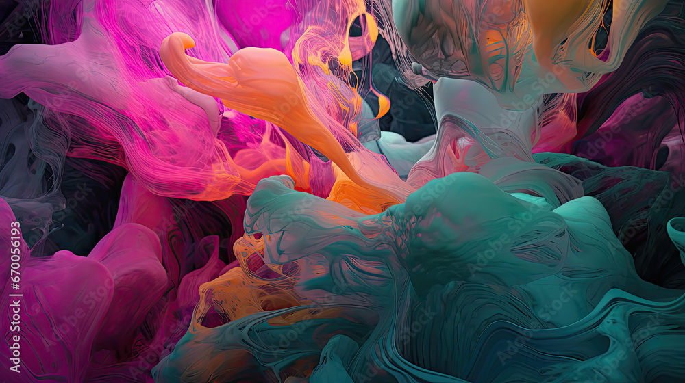 Colorful Liquid Ink Abstraction: Creative Fluidity Pattern Background