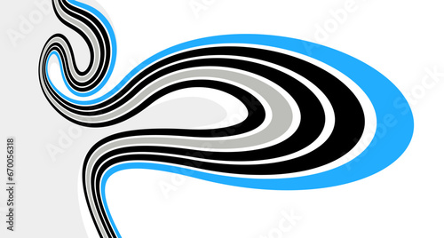 Creative lines vector abstract background, 3D perspective linear graphic design composition, stripes in dimensional rotation poster or banner.