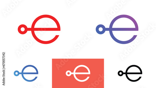 Digital letter E logo vector icon template. E alphabet technology logo