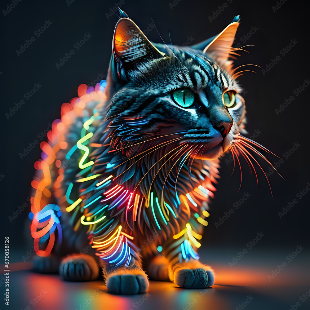 neon cat with eyes