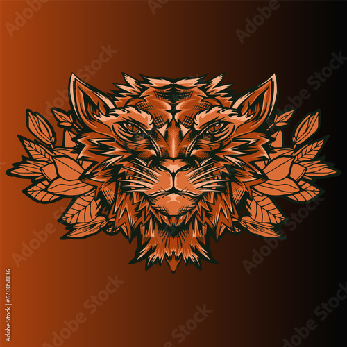 Aggressive wild demon beast head in colorful style vector illustration