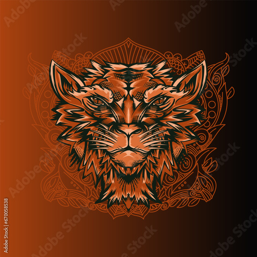 Aggressive wild demon beast head in colorful style vector illustration