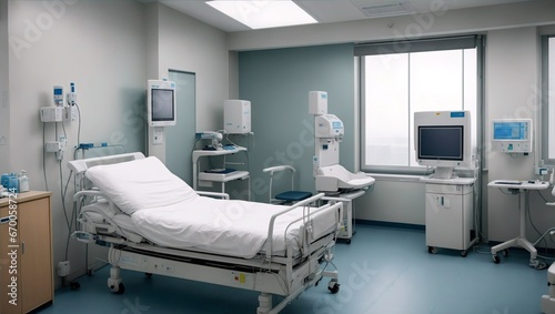 Room with Medical Equipment in the Hospital. Interior of an Empty Hospital Room.