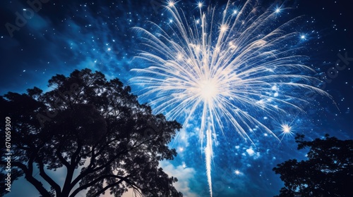 Firework Blue Background