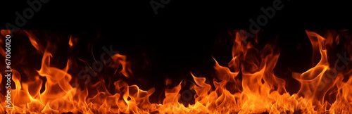 Fire flames isolated on black background.Hot fire flames isolated on black background. 