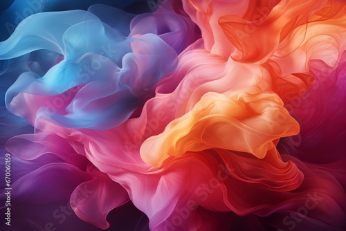 Singular intricately flowing colored smoke stream digital painting.
