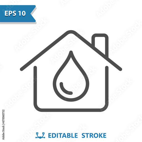 House Icon. Plumbing, Flood, Water Drop, Droplet