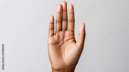Illustration of a human's open palm on a hand on a white background. Wallpaper. photo