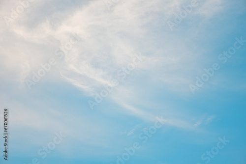 Fototapeta Naklejka Na Ścianę i Meble -  Blue gradient clouds, beauty in summer, soft white background with clear clouds in calm sunlight, bright winter weather, bright turquoise landscape during daytime. Sky view. Spring. Sky background.