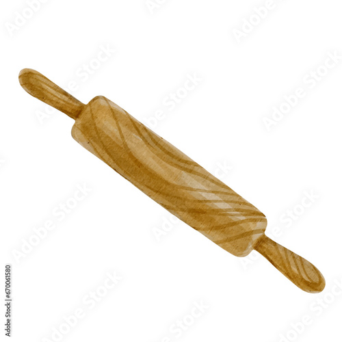 Wooden kitchen rolling pin.Vector graphics.