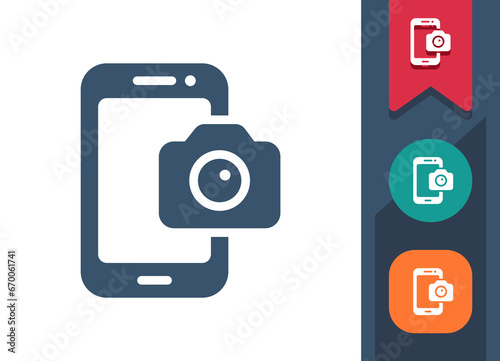 Smartphone Icon. Mobile Phone, Telephone, Camera, Photo, Video