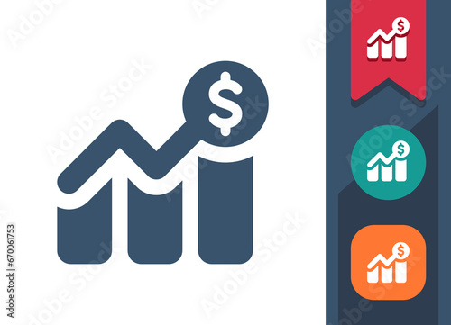 Profit Icon. Graph, Chart, Dollar, Investment, Business Report