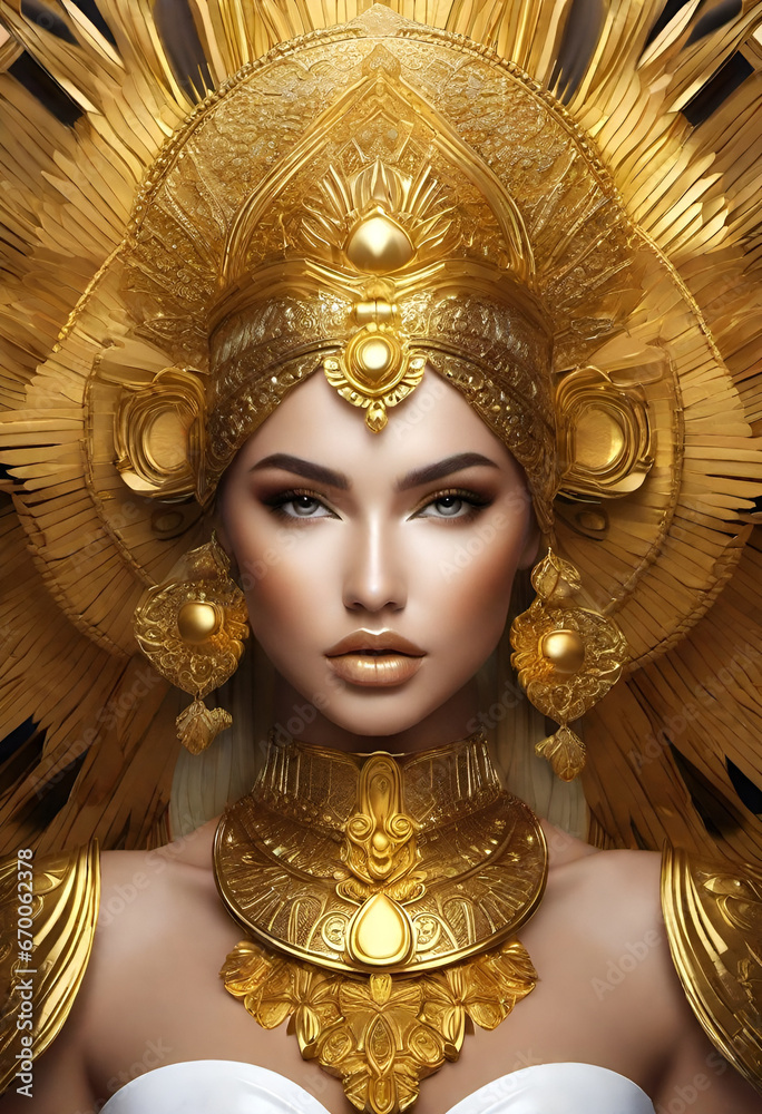Goddess of equality in full gold battle array 
