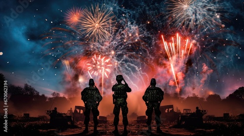Firework with army, India Army Day photo