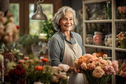 Radiant Joyful Senior Woman Embracing a Vibrant Life Retirement Bliss © AKKA