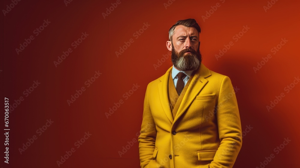 portrait of a businessman in front of a yellow background