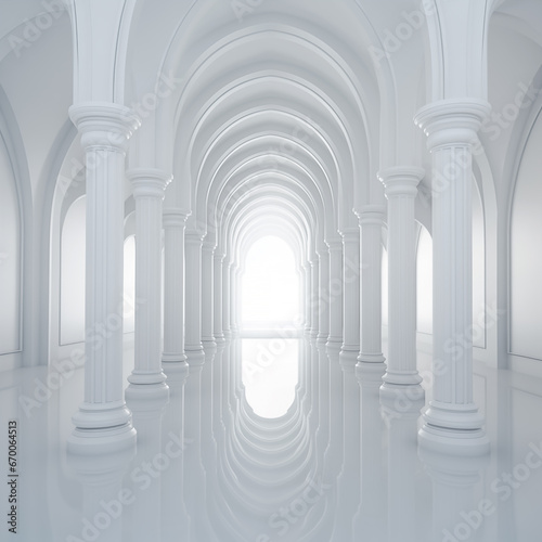 Abstract blank white background architecture glossy room