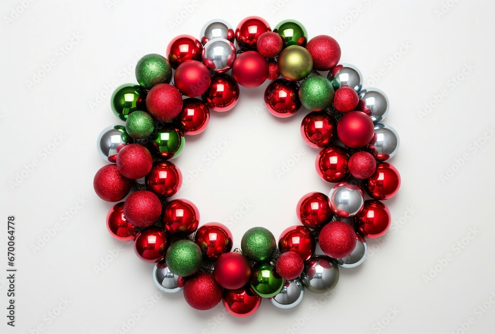 A Festive Holiday Wreath with Shimmering Ornaments A Festive Holiday Wreath with Shimmering Ornaments