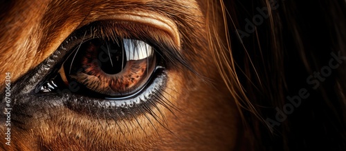 Closeup of donkeys eye and lashes emphasizing vision concept © AkuAku