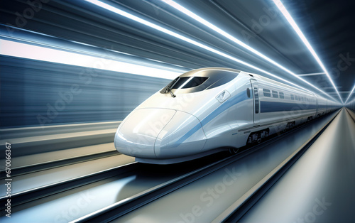 Fast-moving high-speed train,,created with Generative AI tecnology.