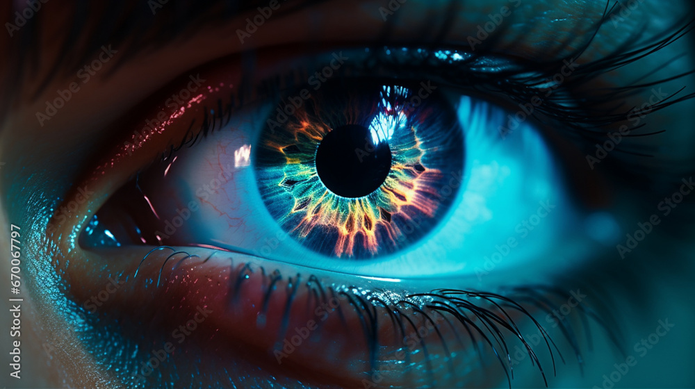 A close-up eye with colored iris