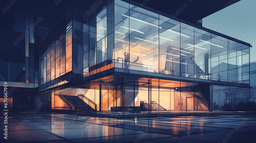 Fototapeta premium A sketch of a modern building