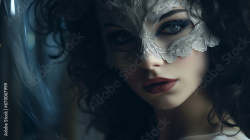 A portret of a woman in mask halloween © frimufilms