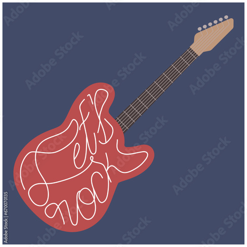 Illustration of an electric guitar, rock and roll