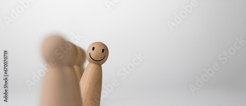 Obraz na plátně Leadership and unique ideas, Happy and enjoy standing out in the crowd and different creative inspiring positive teamwork and success, Hierarchy, One different on better, Power of Individuality