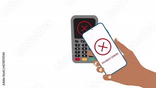 Payment error. Payment from a smartphone. Contactless payment