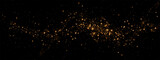 Dust sparks and golden stars shine with special light. Vector sparks on black background. Christmas light effect. Sparkling magic dust particles. 