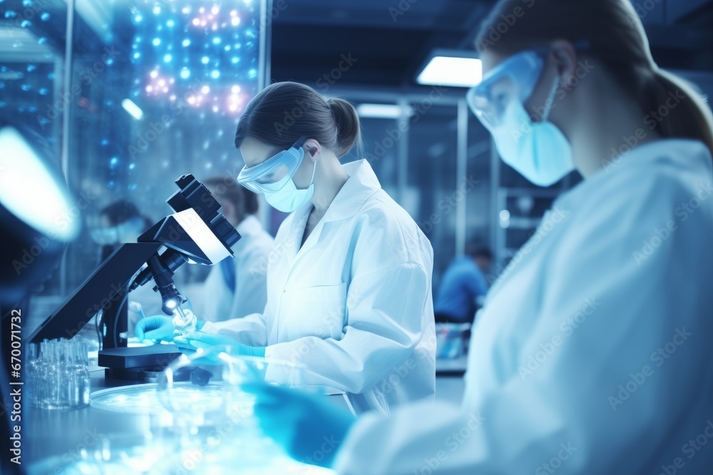 Biological research scientist and team working together in vaccine development laboratory to develop coronavirus covid-19 vaccine. Science concept Biological research scientist and team working together in vaccine development laboratory to develop coronavirus covid-19 vaccine. Science concept