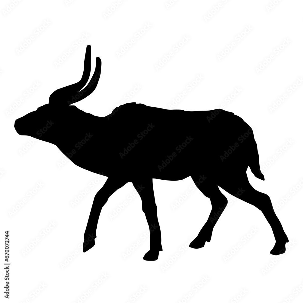 Obraz premium Silhouette of an antelope animal isolated on white background.