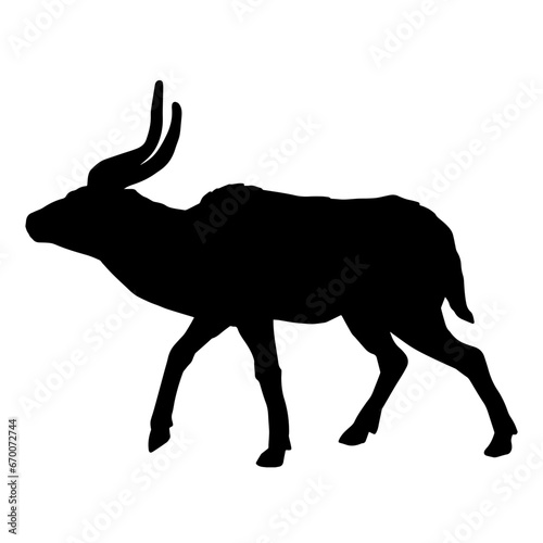 Silhouette of an antelope animal isolated on white background.