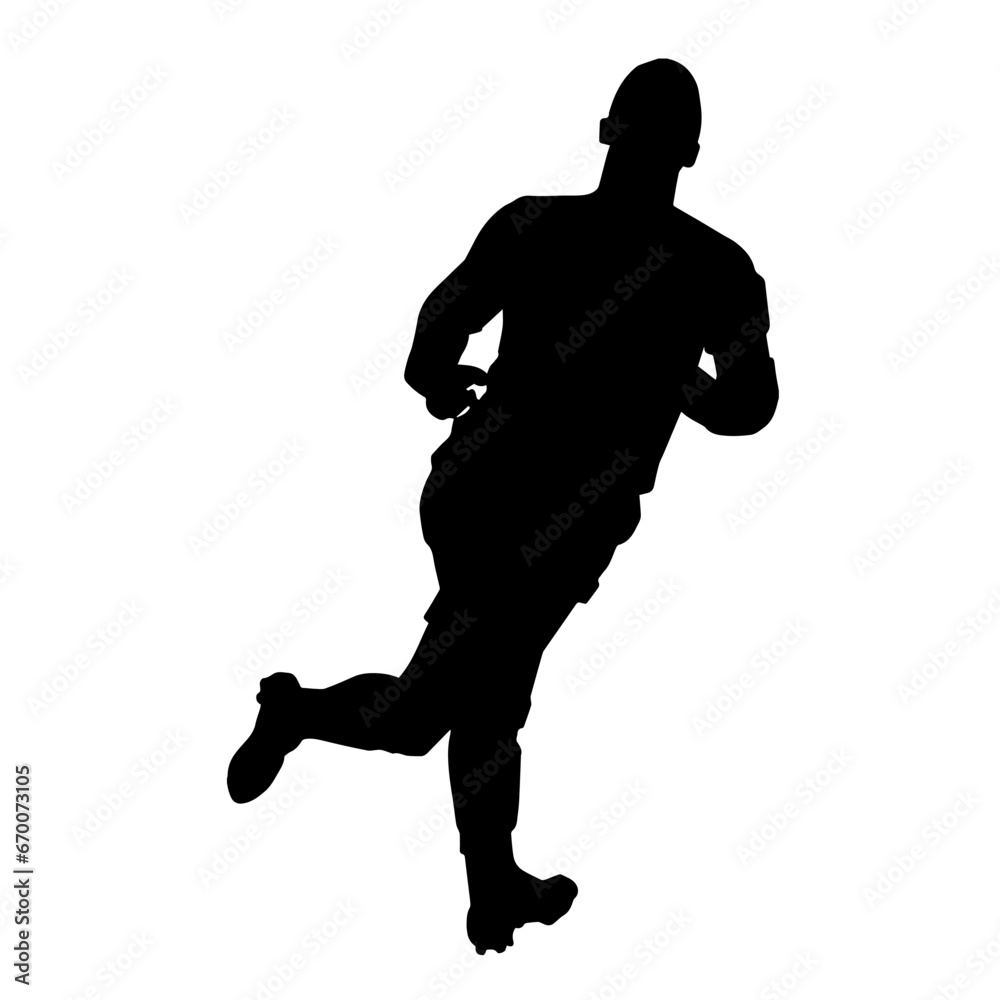 Silhouette of a sporty slim male in running pose. Silhouette of a sporty man doing jogging.