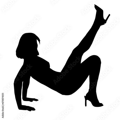 Silhouette of a sexy female doing seductive dance,