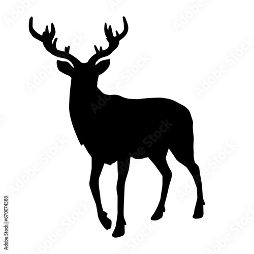 Silhouette of a deer wild forest animal with antlers.