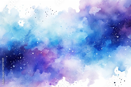 Hand-painted watercolor splash with vibrant blues and purples, resembling a cosmic nebula - Artistic galaxy expression.
