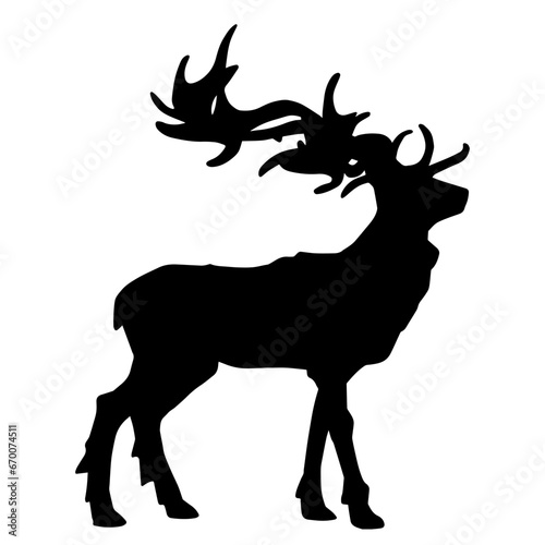 Silhouette of a deer wild forest animal with antlers.