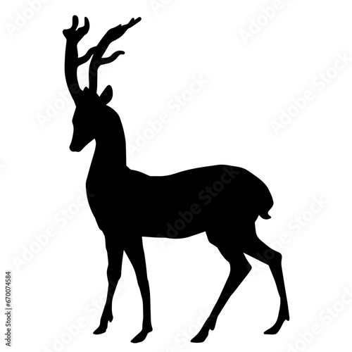 Silhouette of a deer wild forest animal with antlers.