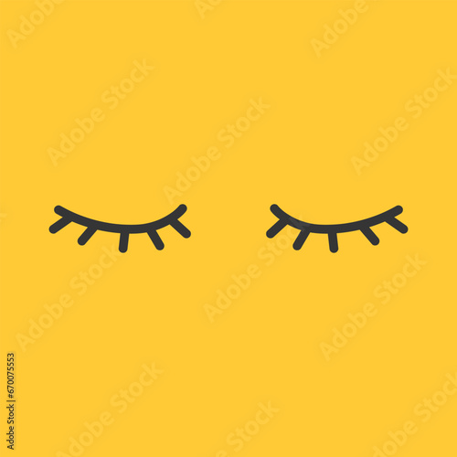 Closed eyes. Sleeping eyes doodle. Female eyelashes. Vector