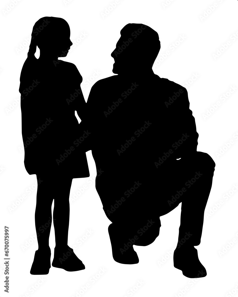 Silhouette of a father and daughter illustration vector