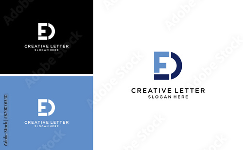 Modern EFD  EDF  DEF  DFE   initial monogram letter alphabet logo design