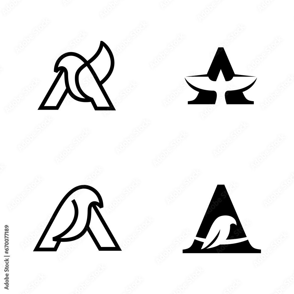 A Bird Letter logo icon design illustration A Bird Letter logo icon design illustration