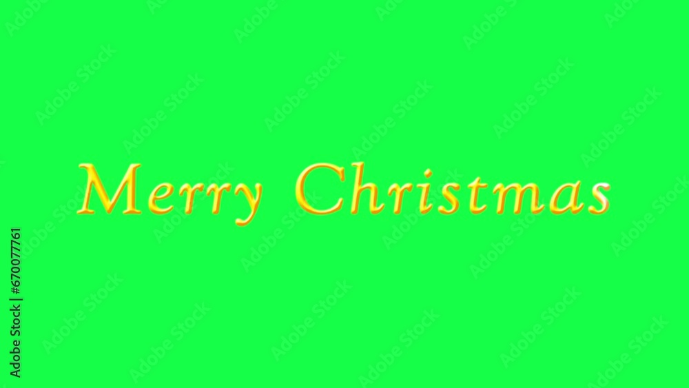 merry christmas lettering text gold green screen 4k