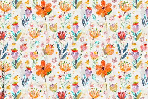 Flower seamless pattern for fabric, decorative paper, background of your design.