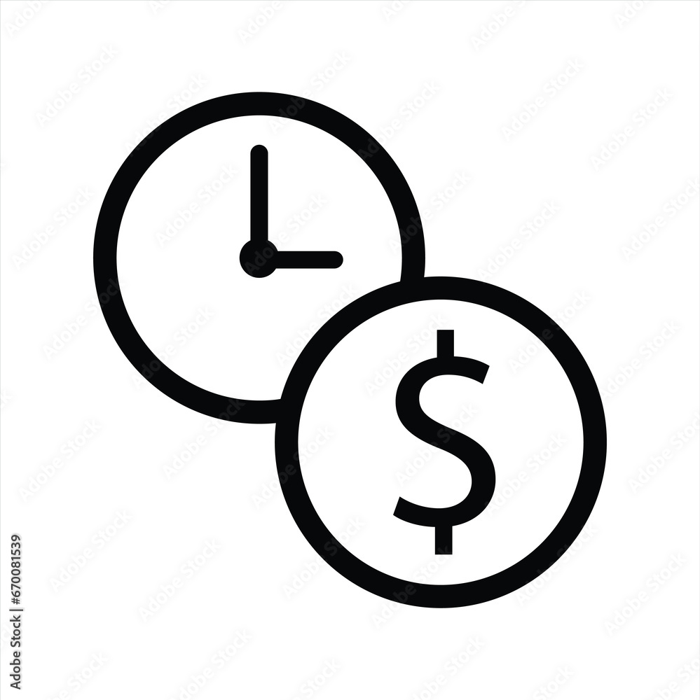 clock icon. analog clock icon and money vector illustration clock icon. analog clock icon and money vector illustration