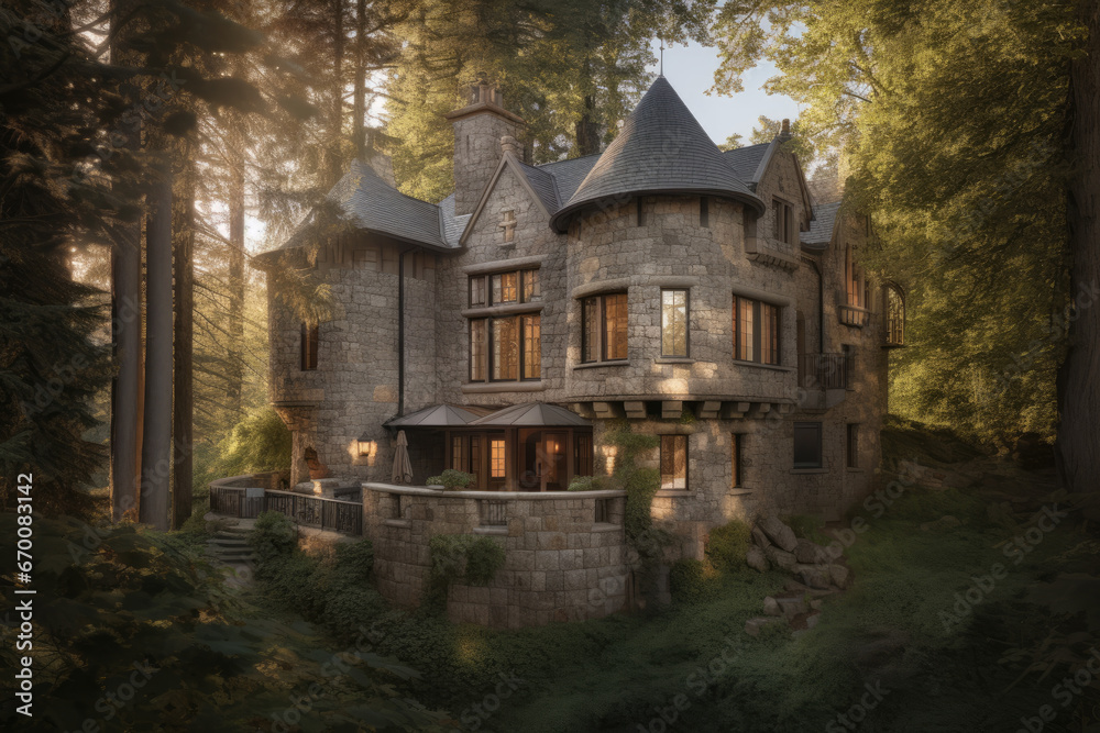 Old castle in the park - Generative AI Old castle in the park - Generative AI