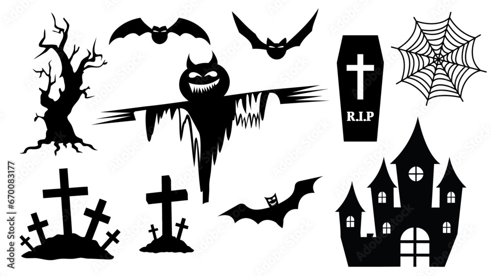 Fototapeta premium Halloween Happy Character set background