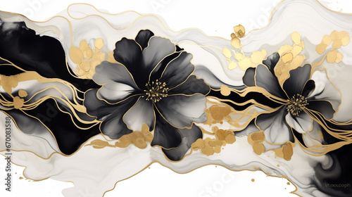 abstraction on the theme of flowers black, white, color pictures background